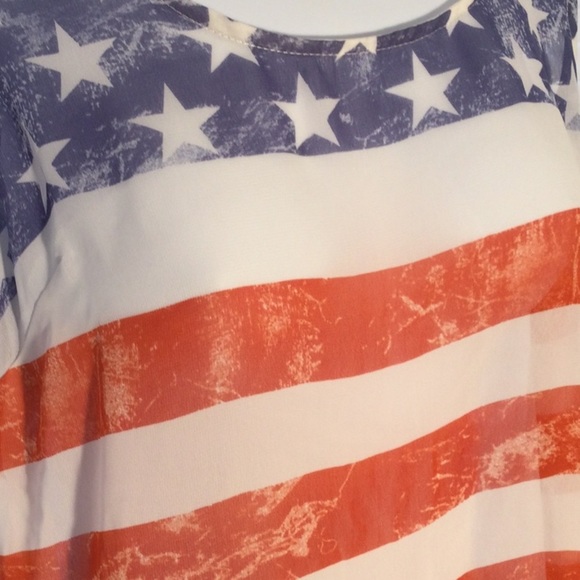 Forever 21 Sheer Flag Tank Top Sz M - Picture 3 of 9